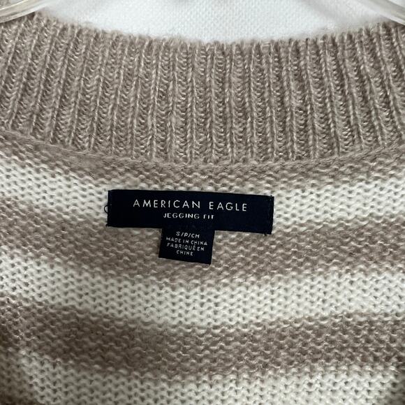 American Eagle Jegging Fit Striped Fuzzy Striped Sweater Size Small Oversized - Picture 2 of 11